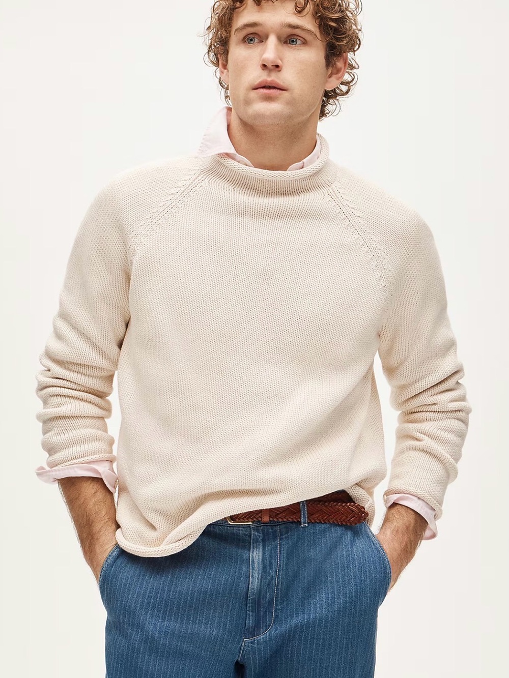 J.Crew 1988 Rollneck™ sweater in cotton Mountain White BW186